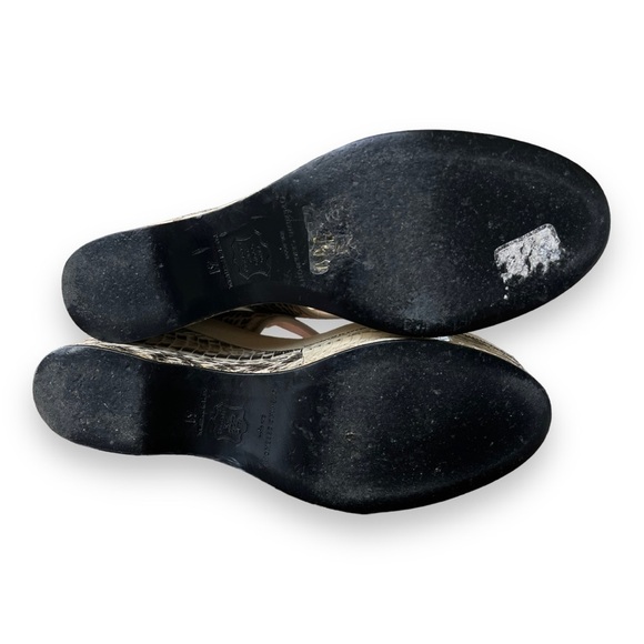 Opening Ceremony Cream Suede Leather & Snakeskin Ankle Strap Platform Wedges - Picture 12 of 12